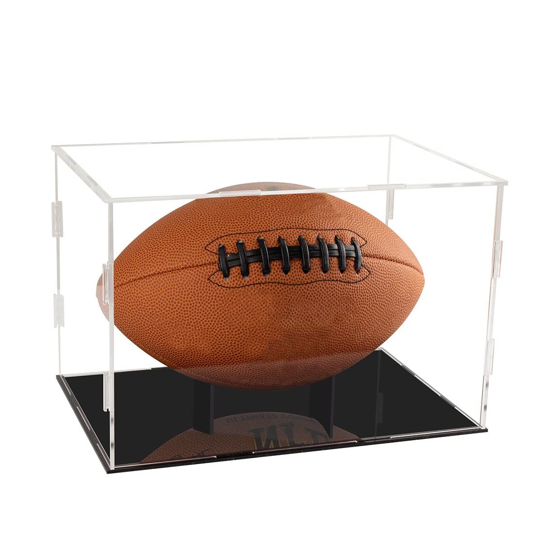 thumbnail image 2 of Full Size Rugby Ball Acrylic Display Case – 85% UV Filter – Black Back (Made In USA) 2 of 6
